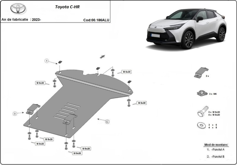 Aluminiowa osłona / blokada katalizatora do Toyota C-HR (2023-2026)