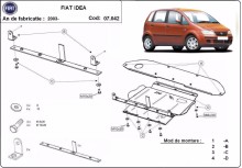 Acier plaque couvercle cache protection moteur Fiat Idea (2003-2012)