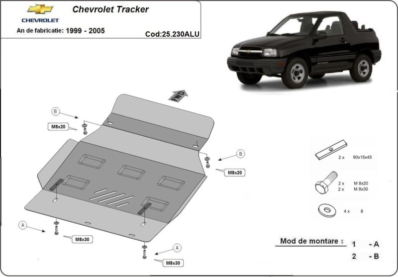 Aluminium Osłona pod silnik Chevrolet Tracker (1999-2005)
