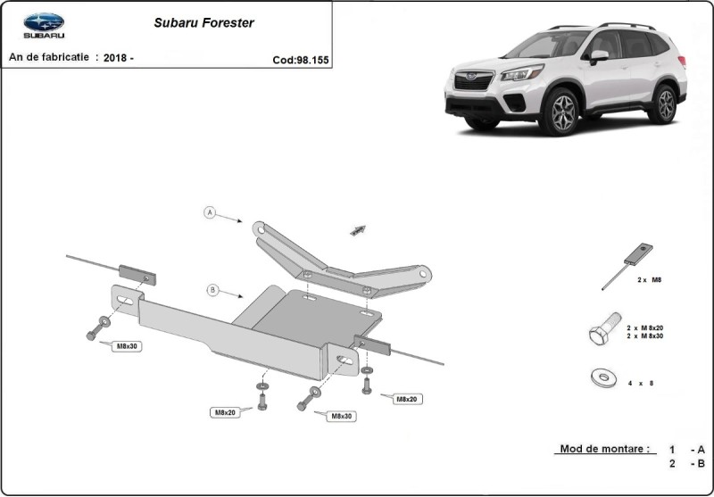 Acier plaque couvercle cache protection différentiel Subaru Forester (2018-2026)