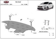 Acier plaque couvercle cache protection moteur Kia Ceed (2018-2026)