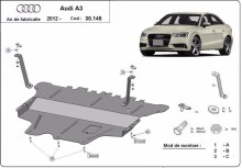 Acier plaque couvercle cache protection moteur Audi A3 (8V) (2012-2020)