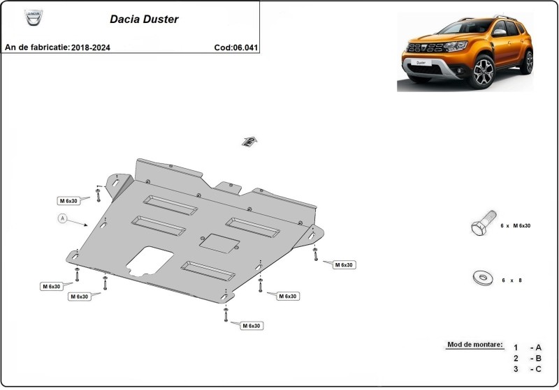 Aluminium Osłona pod silnik Dacia Duster (2018-2024)