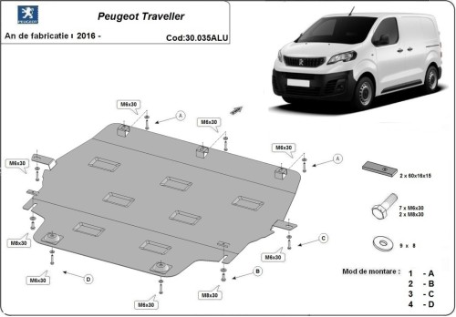 Stalowa Osłona pod silnik Peugeot Traveller Aluminium (2016-2026)