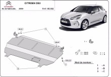 Acier plaque couvercle cache protection moteur Citroen DS3 (2009-2026)