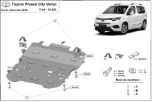 Acier plaque couvercle cache protection moteur Toyota Proace (2019-2026)
