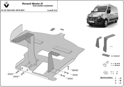 Stalowa Osłona pod katalizator Renault Master (2010-2021)