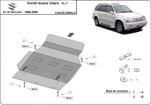 Aluminium Osłona pod silnik Suzuki Grand Vitara XL7 (1998-2009)