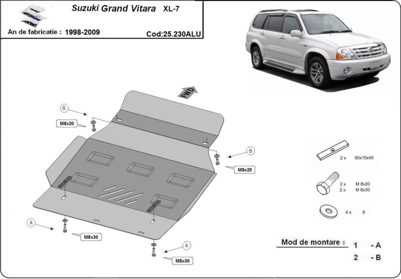Aluminium Osłona pod silnik Suzuki Grand Vitara XL7 (1998-2009)