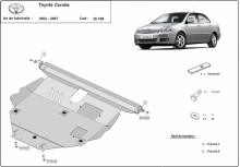 Acier plaque couvercle cache protection moteur Toyota Corolla (2002-2007)
