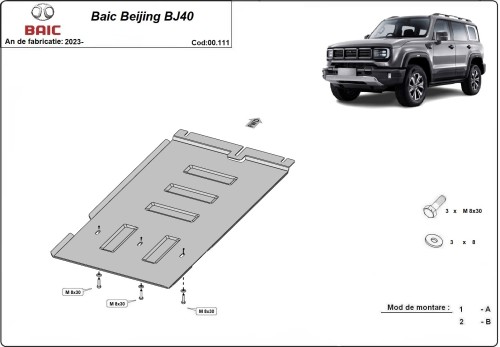Stalowa Osłona skrzyni biegów Baic Beijing BJ40 (2023-2026)