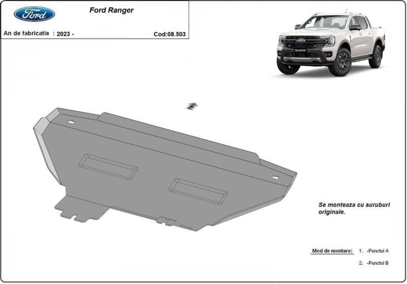 Acier plaque couvercle cache protection de radiateur Ford Ranger (2023-2026)