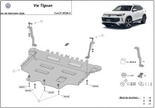 Aluminium plaque couvercle cache protection moteur Volkswagen Tiguan (2024-2026)