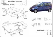 Acier plaque couvercle cache protection moteur Mercedes Viano W639 - 2.2 D 4x2 (2001-2006)