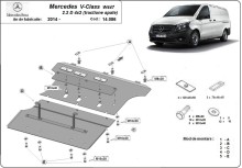 Acier plaque couvercle cache protection système Start-Go Mercedes V-Class W447, 4x2, 1.6 D (2014-2026)
