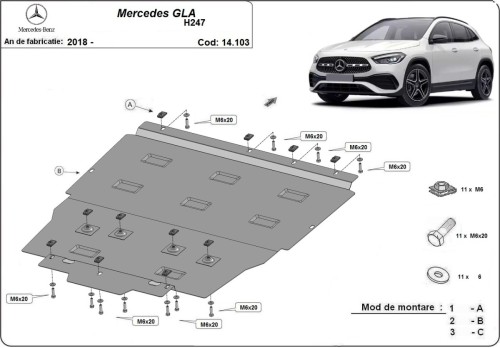 Stalowa Osłona pod silnik Mercedes GLA H247 (2018-2026)