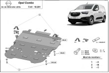 Acier plaque couvercle cache protection moteur Opel Vauxhall Combo (2018-2026)