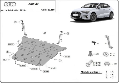 Stalowa Osłona pod silnik Audi A3 (2020-2026)