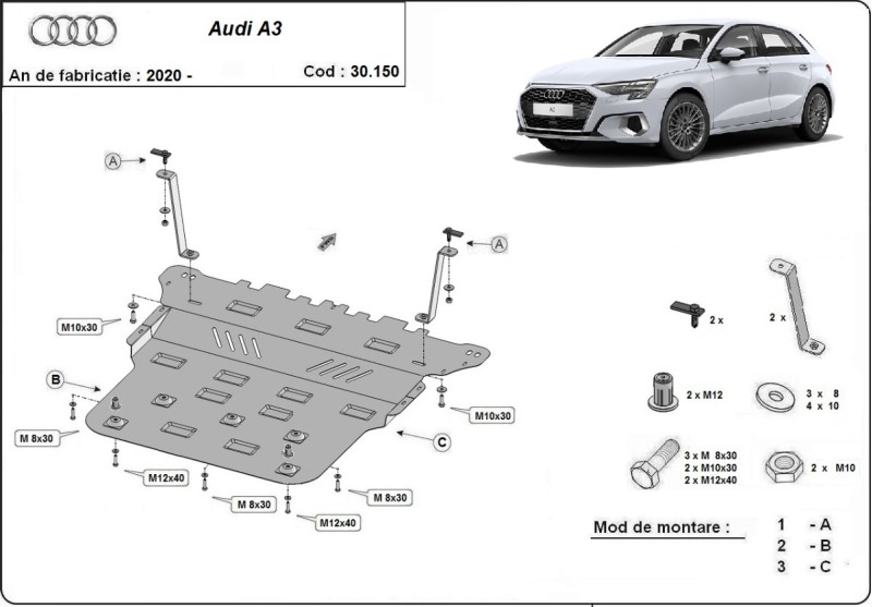 Stalowa Osłona pod silnik Audi A3 (2020-2026)