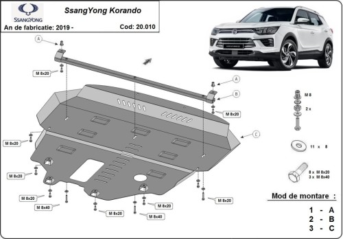 Stalowa Osłona pod silnik SsangYong Korando (2019-2026)