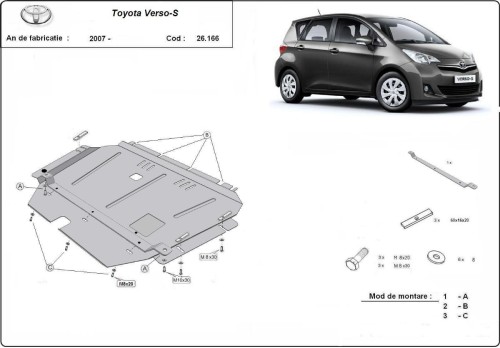 Acier plaque couvercle cache protection moteur Toyota Yaris Cross XP210 (2007-2018)