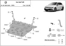 Acier plaque couvercle cache protection moteur VW Golf 7 - automatique (2019-2026)