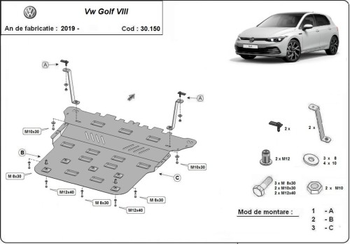 Stalowa Osłona pod silnik VW Golf 8 (2019-2026)