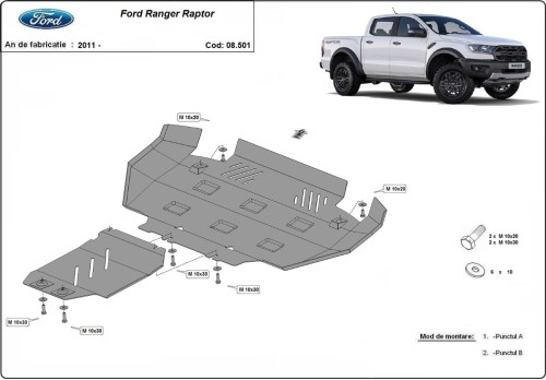 Stalowa Osłona pod silnik Ford Ranger Raptor (2020-2023)