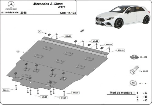 Stalowa Osłona pod silnik Mercedes A-Class W177 (2018-2026)