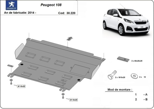 Stalowa Osłona pod silnik Peugeot 108 (2014-2021)