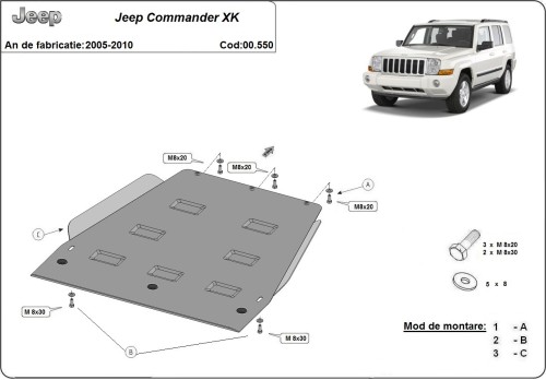 Stalowa Osłona skrzyni biegów Jeep Commander - JL (2005-2010)