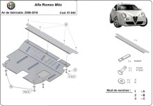 Acier plaque couvercle cache protection moteur Alfa Romeo Mito (2008-2018)