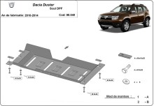 Acier plaque couvercle cache protection de FAP DPF Dacia Duster (2010-2013)