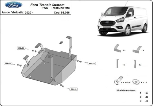 Stalowa Osłona AdBlue Ford Transit Custom (2020-2023)